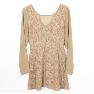 Altar’d State Sheer Brown Lace Mini Dress Size M